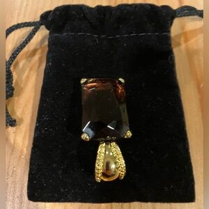 NEW Elegant Gold Amber Gemstone Scarf Clip